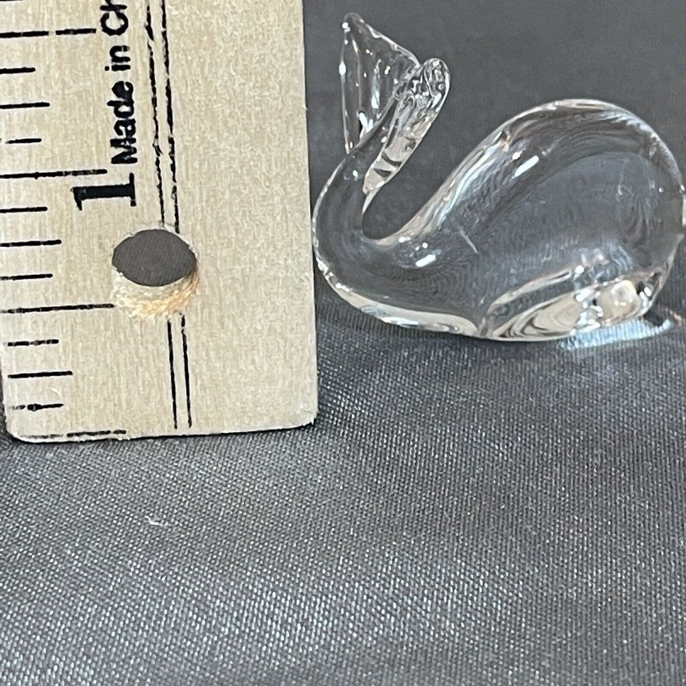 Dolphin Whale Figurines Miniature 2 Inch Pair Clear Hand Blown Crystal Glass - Picture 11 of 12